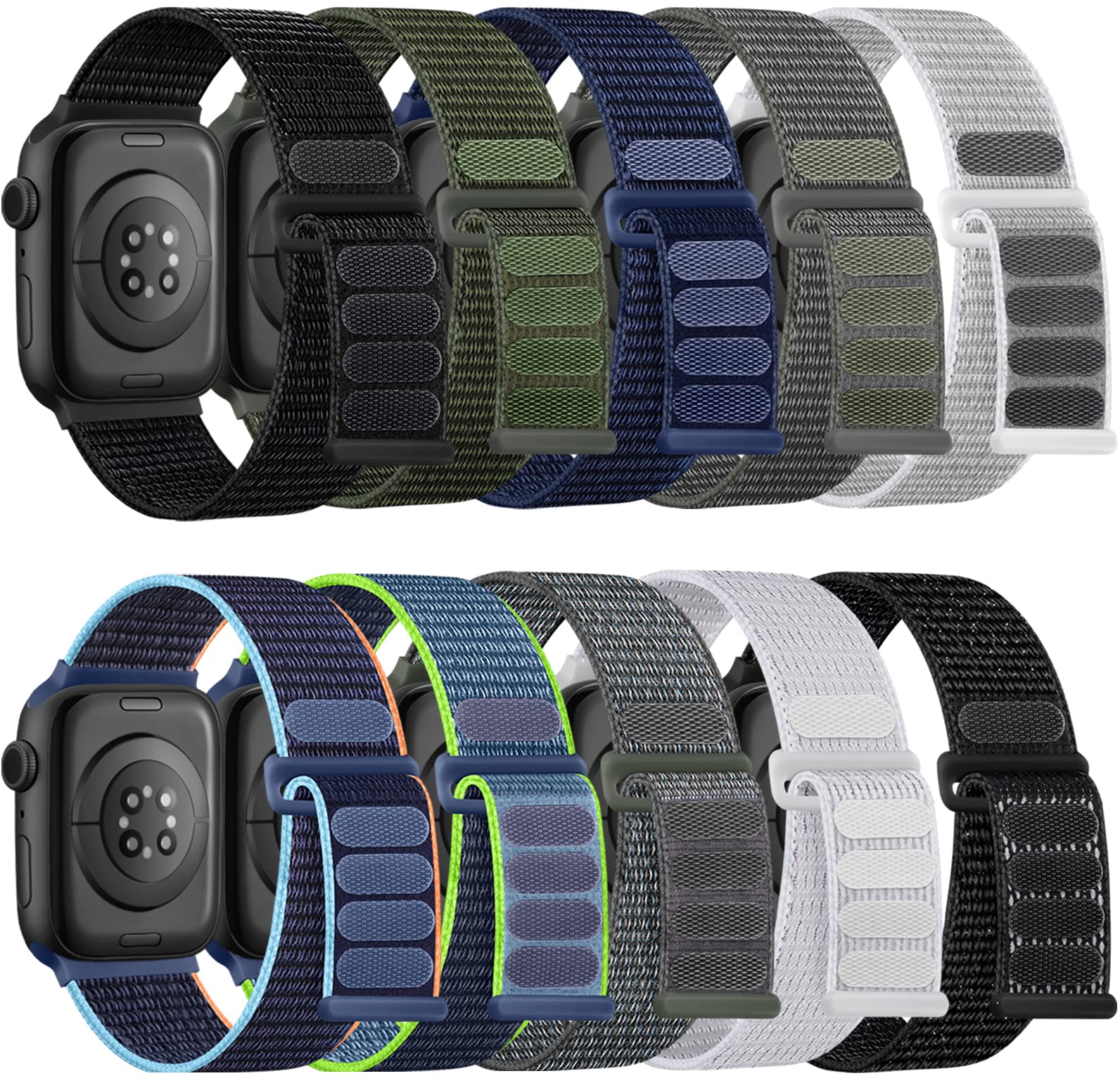 Photo 1 of Lenrao Compatible with Apple Watch Bands for Men 44mm 45mm 46m 42mm 49mm, Velcro Sport Stretchy Nylon Loop Braided Breathable Strap for iWatch Bands Men Series Ultra Se 11 10 9 8 7 6 5 4 3 2 1