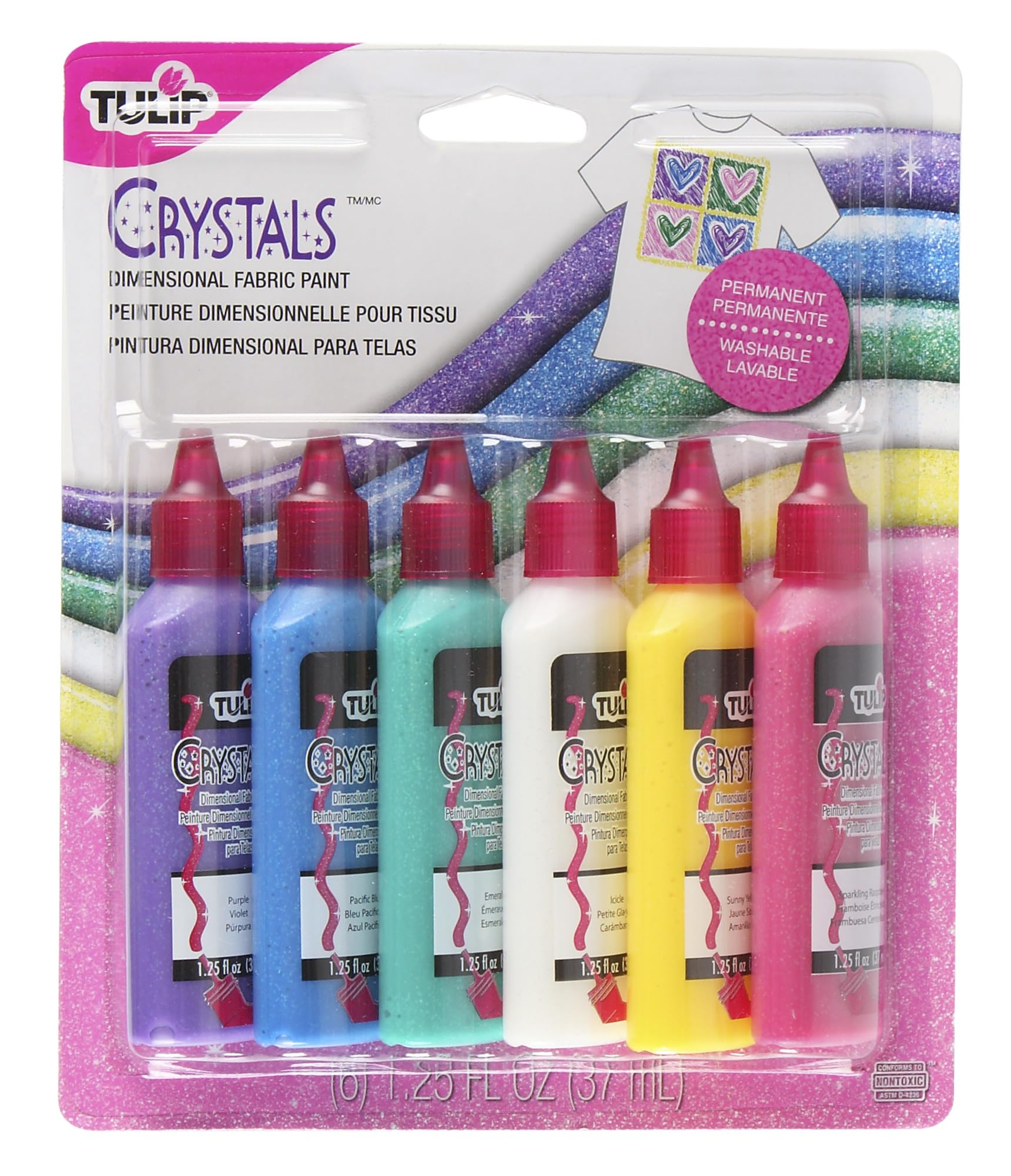 I Love To Create Tulip Dimensional Fabric Paints 1.25oz 6/Pkg-Crystals