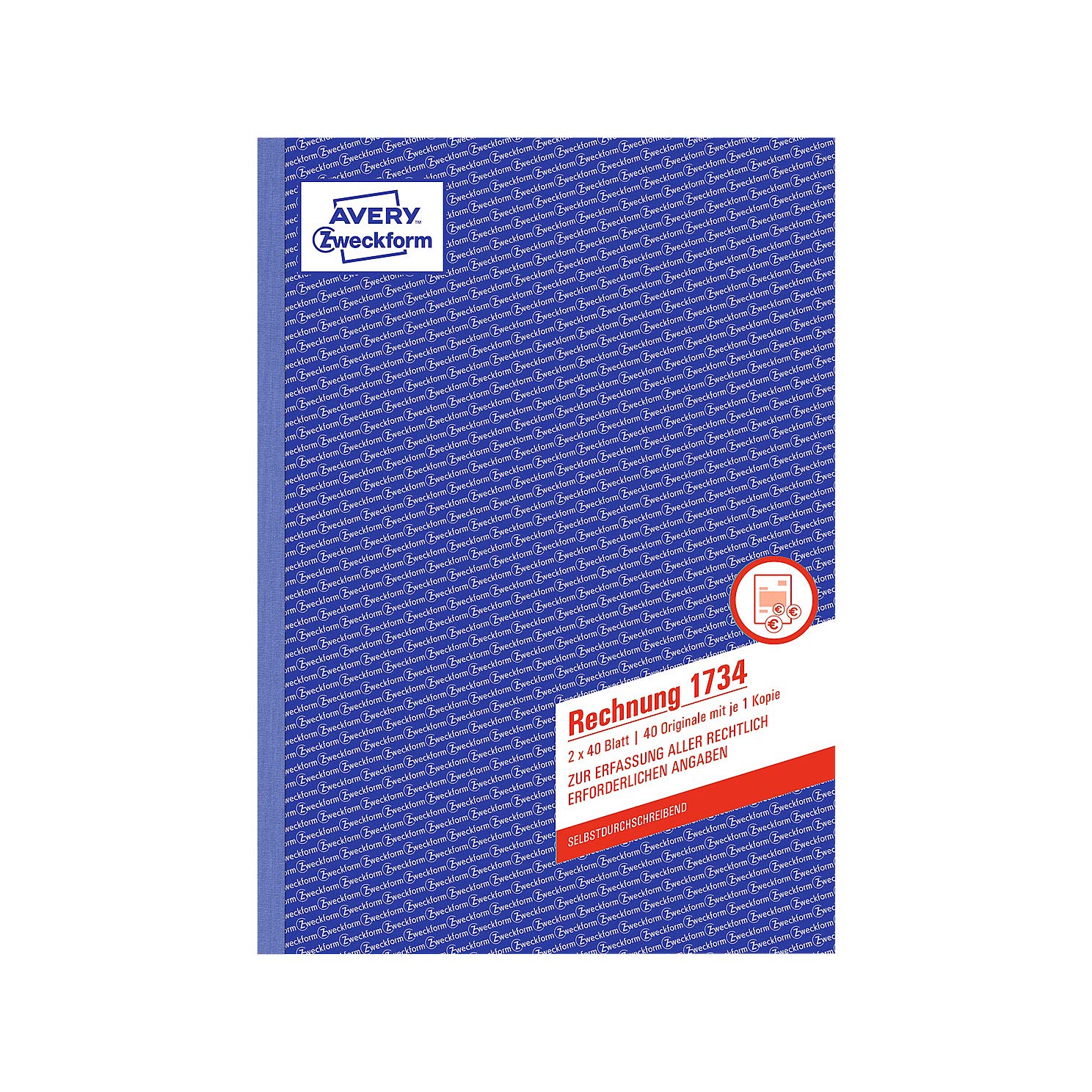 Avery Zweckform 1734 Invoice Book A4 Non-Carbon Paper 2 x 40 Pages (German Text)