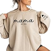 coreus Custom Mama Sweatshirt with Kid Names on Sleeve Personalized Mama Sweatshirt Mommy Sweater for Mom Est 2026 New Mom To Be Shirt Multicolor