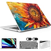 Lepeoac for MacBook Air 15 inch Case 2023 2024 2025 Release A3241 M4 A3114 M3 A2941 M2 with Liquid Retina Display & Touch ID, Hard Shell with Screen Protector & Webcam Cover, Sunflower