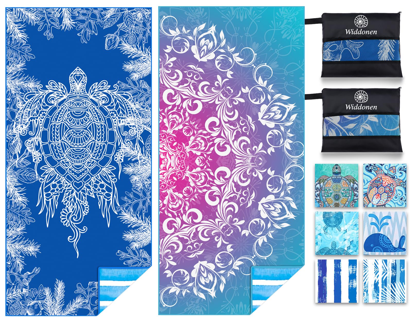 Photo 1 of Widdonen Microfiber Lightweight Beach Towel Sand Free Quick Dry Absorbent Thin Compact Towels for Swimming Pool Camping Beach Accessories Large Easy Pack Travel Things for Vacation Essentials Gift
