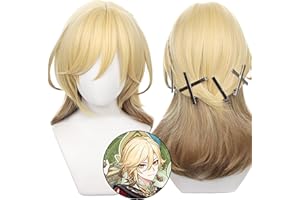 MAYSUWELL Cosplay Wig for Genshin Impact Kaveh Anime Wigs Golden Gradient Hair Synthetic Fabric for Men Comic Con, Cosplay Show, Halloween