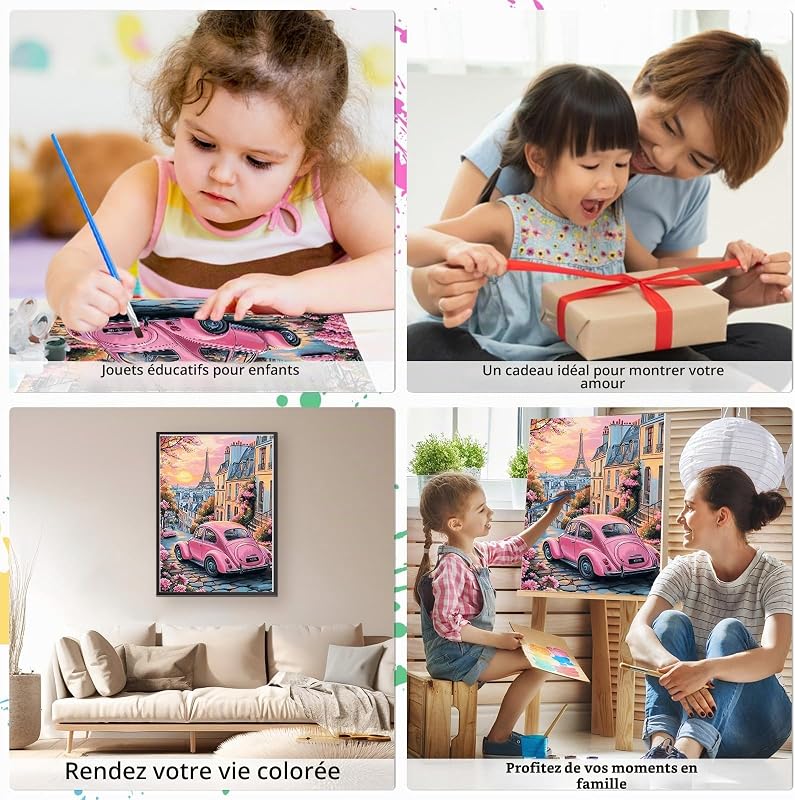Peinture par Numero Adulte, Paris au crépuscule Kit de Peinture à l'Huile sur Toile par Numéro, Decoration Maison Cadeau 40x50cm(sans Cadre) — photo 5 sur 7