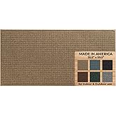 WaterHog Squares Front Door Mat Indoor Outdoor Entrance, Absorbent All-Weather Doormat with Non-Slip Rubber Backing, Dirt & Moisture Trapper, Low Profile, Easy Clean, Made in USA, 35.5"x59.5" Camel