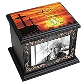Cremation Urns for Human Ashes Adult Male or Female, Funeral Memorial Urns for Ashes with Photo Frame, Wooden Urns Box and Casket for Men Women, Burial Urn for Adults Up to 200 IBS