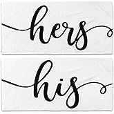 WAITPI Hers and His Beach Towel Set of 2, Honeymoon Wedding Beach Towels Gifts for Newlywed Couple Bride Groom Valentine's Day, Black and White Beach Towels Oversized Decor for Bathroom 30x60 in