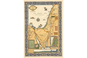 Holy Land Map - 1923 Pictorial Palestine Israel Wall Art Poster - Christian Gifts - Jesus Land Print Decor (23"x33")