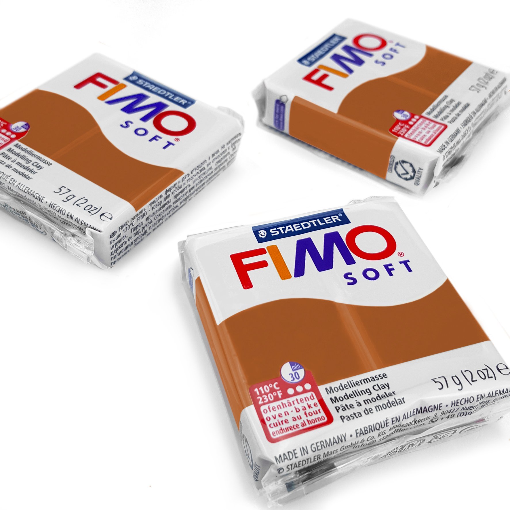 FIMO Soft Polymer Oven Modelling Clay - Most Popular Colours - 57g - Set of 3 - Caramel