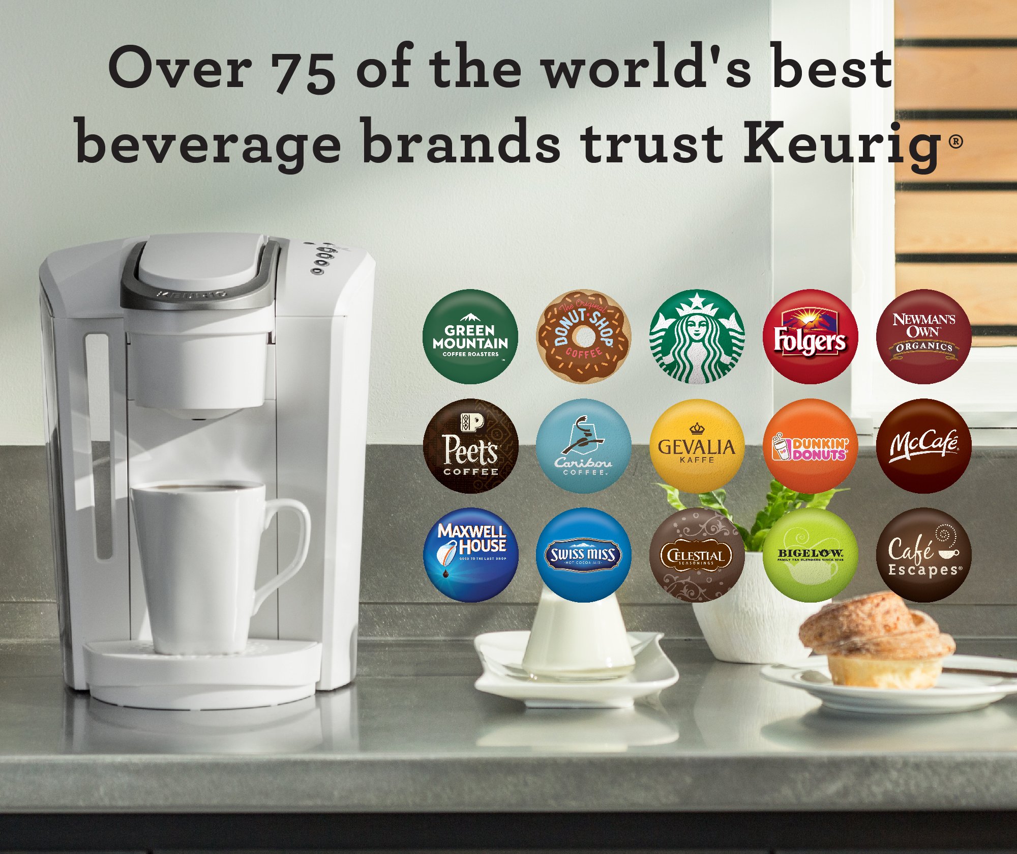 Keurig K-Select Cafetera de cápsulas K-Cup de una sola porción, blanco mate
