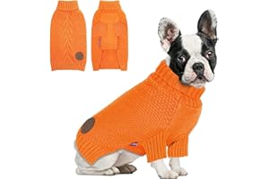 cyeollo Dog Sweater Pullover Turtleneck for Dogs, Classic Knitwear Fall Winter Cold Weather Dog Clothes Warm Pet Apparel Small Medium Large Doggie Sweaters, Orange S