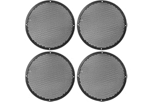 X AUTOHAUX 4pcs 10'' Plastic Audio Speaker Cover Mesh Subwoofer Grill Horn Guard Decorative Circle Grille Protector Black for Car
