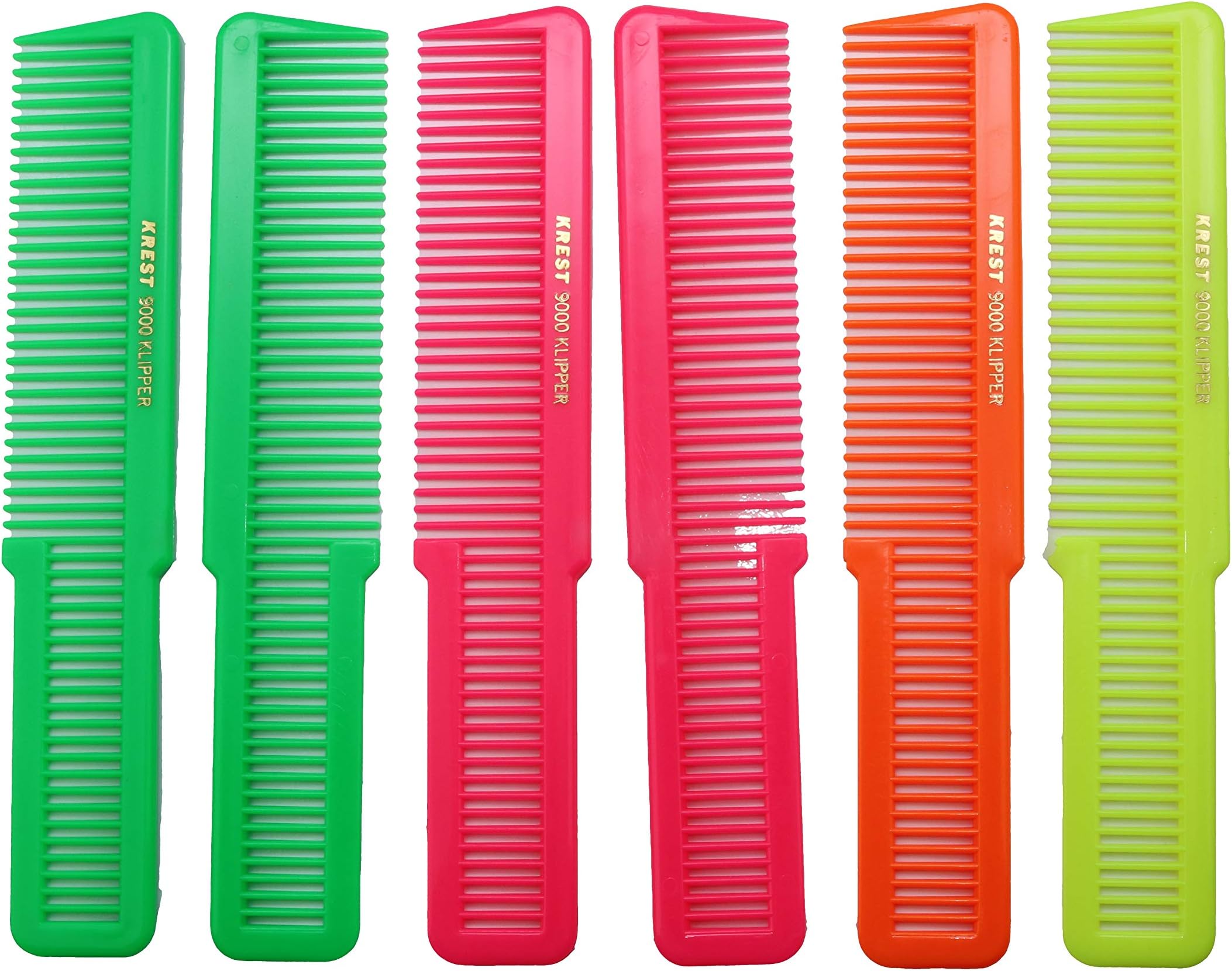 8 Inch Clipper Hair Cutting Comb. Styling Comb. Klipper Comb. Neon Mix Color. 6 Combs