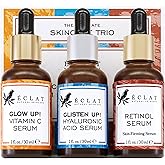 Eclat Skincare Face Serum Set – Vitamin C, Retinol, Hyaluronic Acid for Hydration & Anti-Aging – Brightening & Firming Facial Serums – 3 Pack Face Care Set