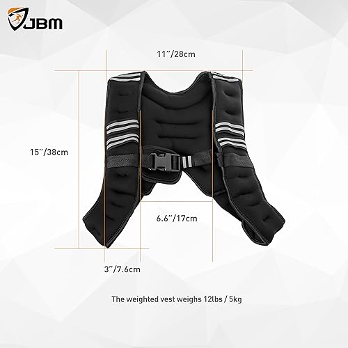 JBM 12 lb Weighted Vest with Reflective Stripe for Workout Cross