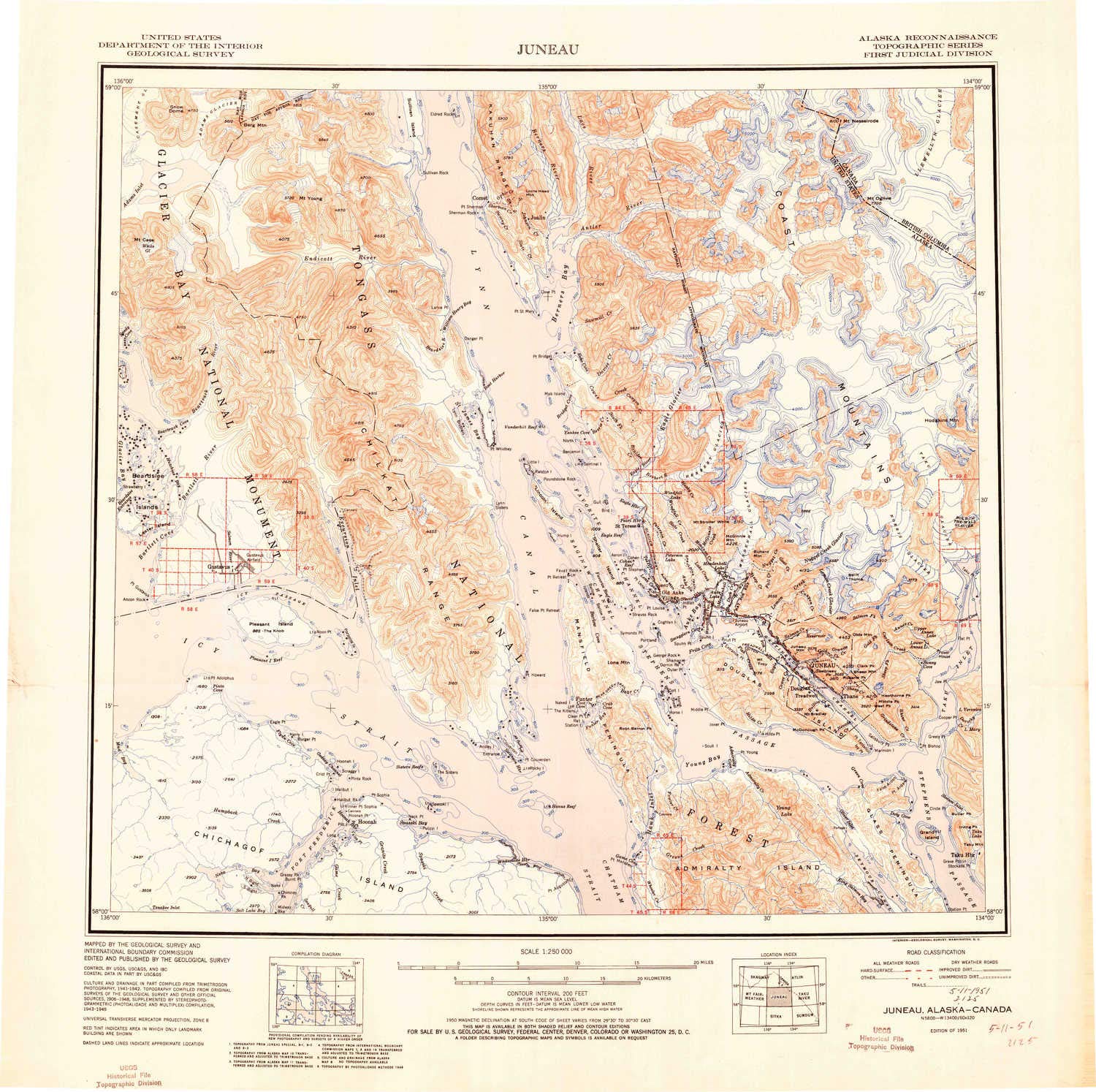 Topographic Map Juneau Alaska