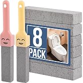 Navona 8 Pack Pumice Stone Scouring Sticks with 2 Universal Handles, Grey Pumice Stone Cleaner for Cleaning Toilets, Bathrooms, Kitchens, Spas and Pools