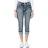 WallFlower Women's Flirty Curvy Crop Jeans High Rise Insta Stretch Denim 23.5-Inch Inseam, Sizes 0 - 24
