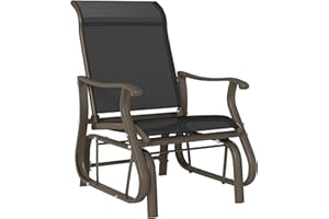 Outsunny Outdoor Glider Chair, Patio Glider with Steel Frame and Mesh Fabric, Garden Chair for Backyard, Garden, and Porch, B