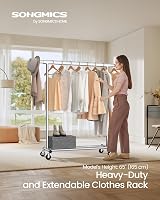 SONGMICS Heavy Duty Clothes Rail on Wheels 100 kg Extendable Rail 92-132 cm view 2