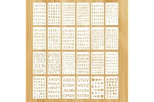 Letter Stencils and Templates for Painting, 24pcs Plastic Alphabet Letter and Number Stencil Pochoir pour Peinture for Wood S