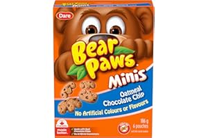 Bear Paws Minis Oatmeal Cookies - Bite-sized Soft Cookie Snack Packs, School Snacks, Made With Real Chocolate, Peanut Free, 1