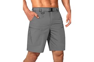 Shallowlulu Mens Cargo Hiking Shorts Water Resistant Quick Dry Lightweight Breathable Tactical Shorts with Nylon Belt