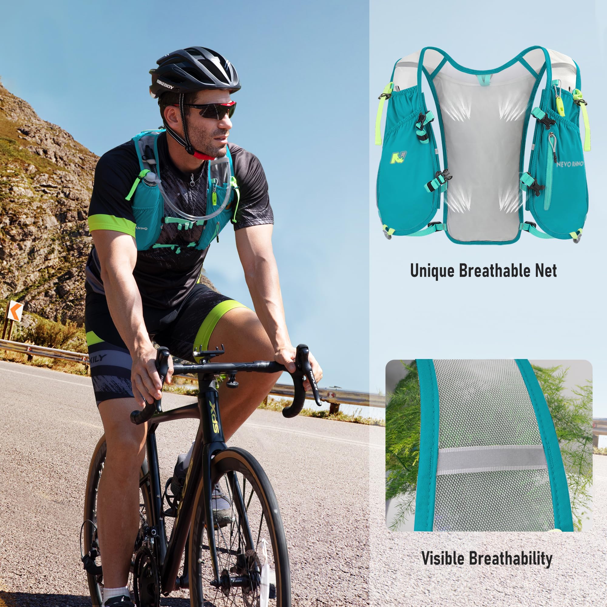 Waterproof Running Vest, 5.5L Breathable Running Hydration Vest with 1.5L Water Bladder, Water Vest for Hiking, Trail Marathon Race, Ideal for Women and Men