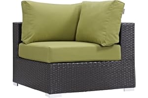 Modway Convene Wicker Rattan Outdoor Patio Sectional Sofa Corner Seat in Espresso Peridot