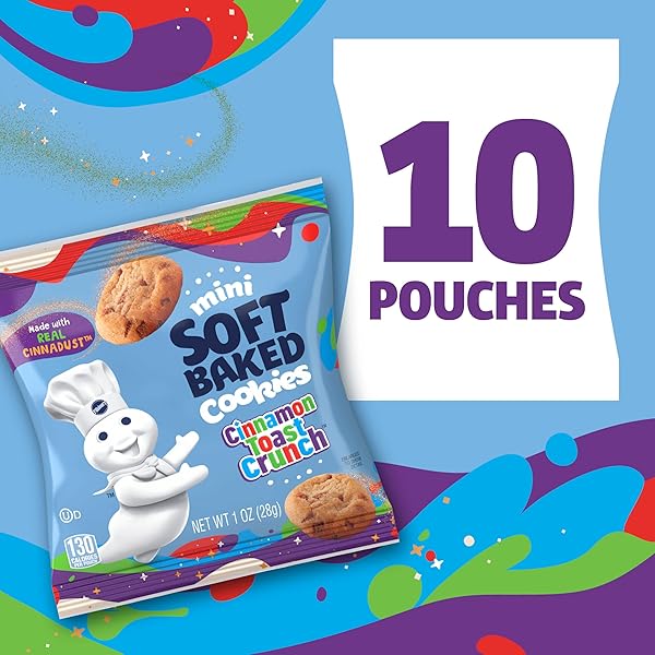 PILLSBURY MINI SOFT BAKED COOKIES, CINNAMON TOAST CRUNCH, MADE WITH CINNADUST, SNACK BAGS, 10 CT