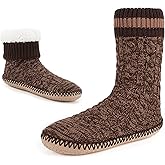 Cozylook Mens Slipper Socks Fleece Lined Non-slip Soles, Winter Soft Thick Cozy Home Boots, Warm Fuzzy House Shoes Indoor