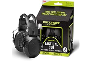Peltor Sport Tactical 500 Bluetooth Hearing Protection Ear Muffs, 25 dB Noise Reduction Rating, Electronic Hearing Protection Headphones for Shooting, Hunting, Mowing, Construction, Concerts, & More