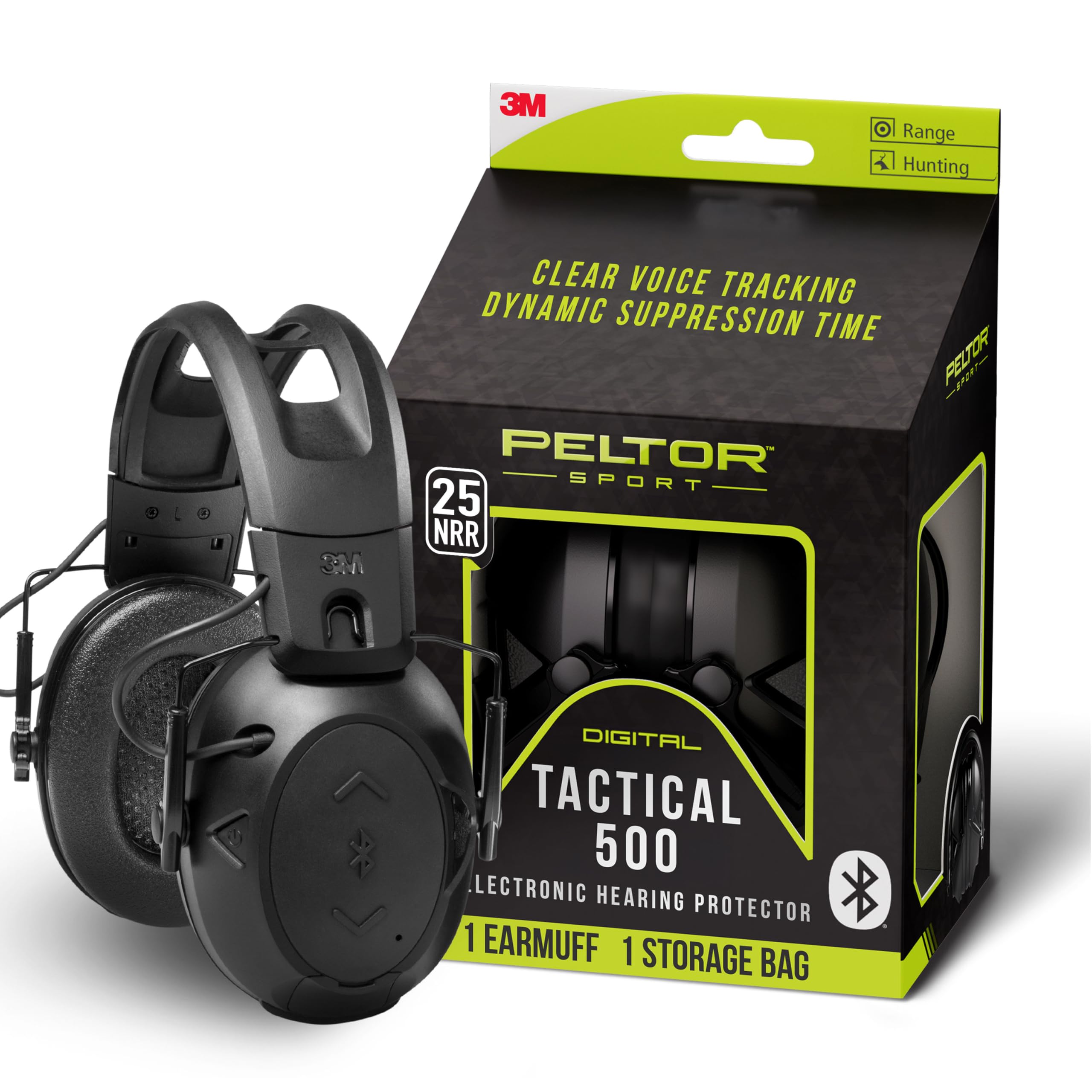 Photo 1 of Peltor Sport Tactical 500 Bluetooth Hearing Protection Ear Muffs, 25 dB Noise Reduction Rating, Electronic Hearing Protection Headphones for Shooting, Hunting, Mowing, Construction, Concerts, & More