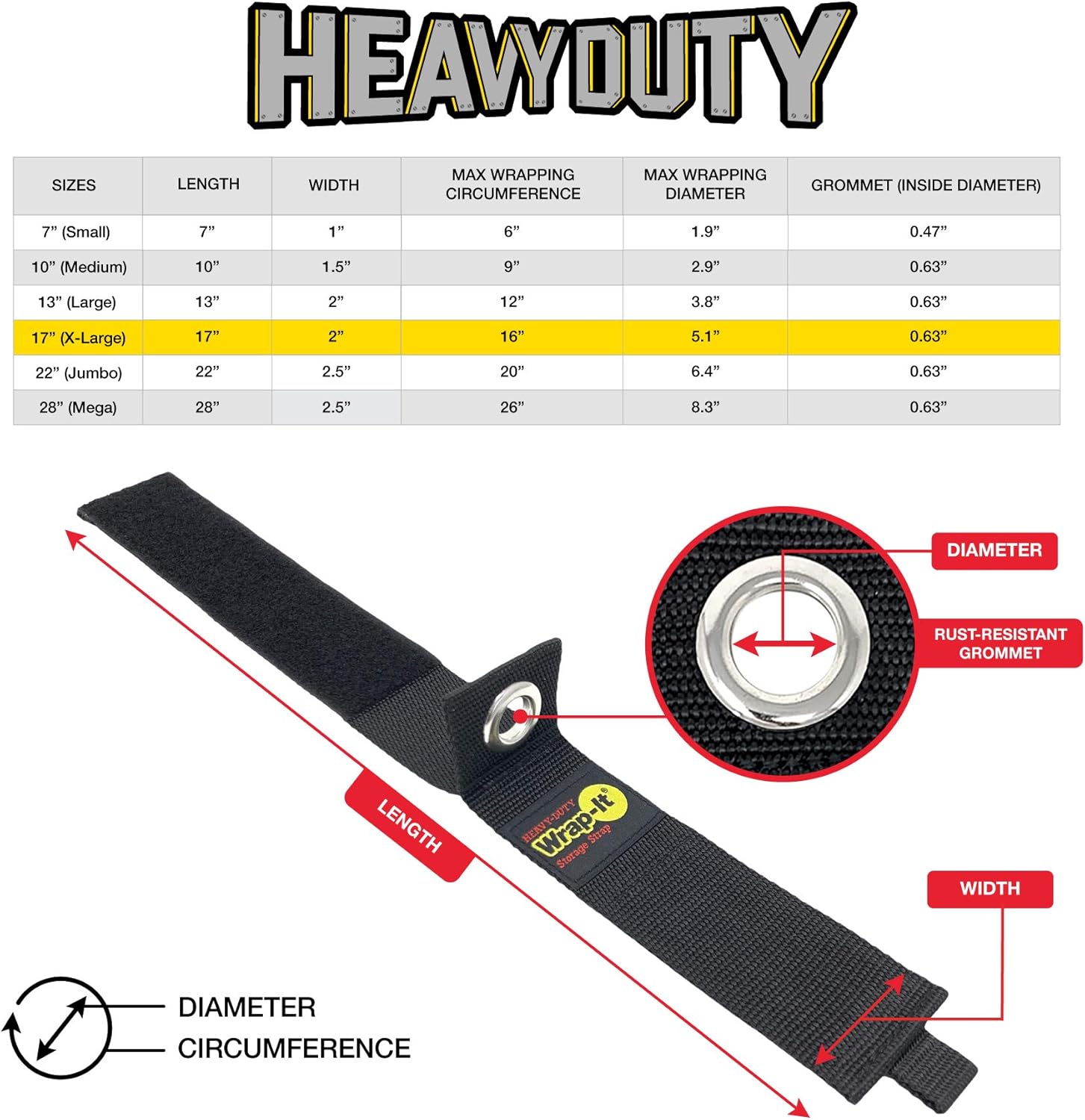 Heavy-Duty Wrap-It Storage Straps, 17-inch (6 Pack) - Hook and Loop Extension Cord Organizer Hanger, Cord Wrap Keeper, Cable Straps for Cords, Hoses, Rope, RV, Boat and Garage Storage and Organization: Home Audio & Theater