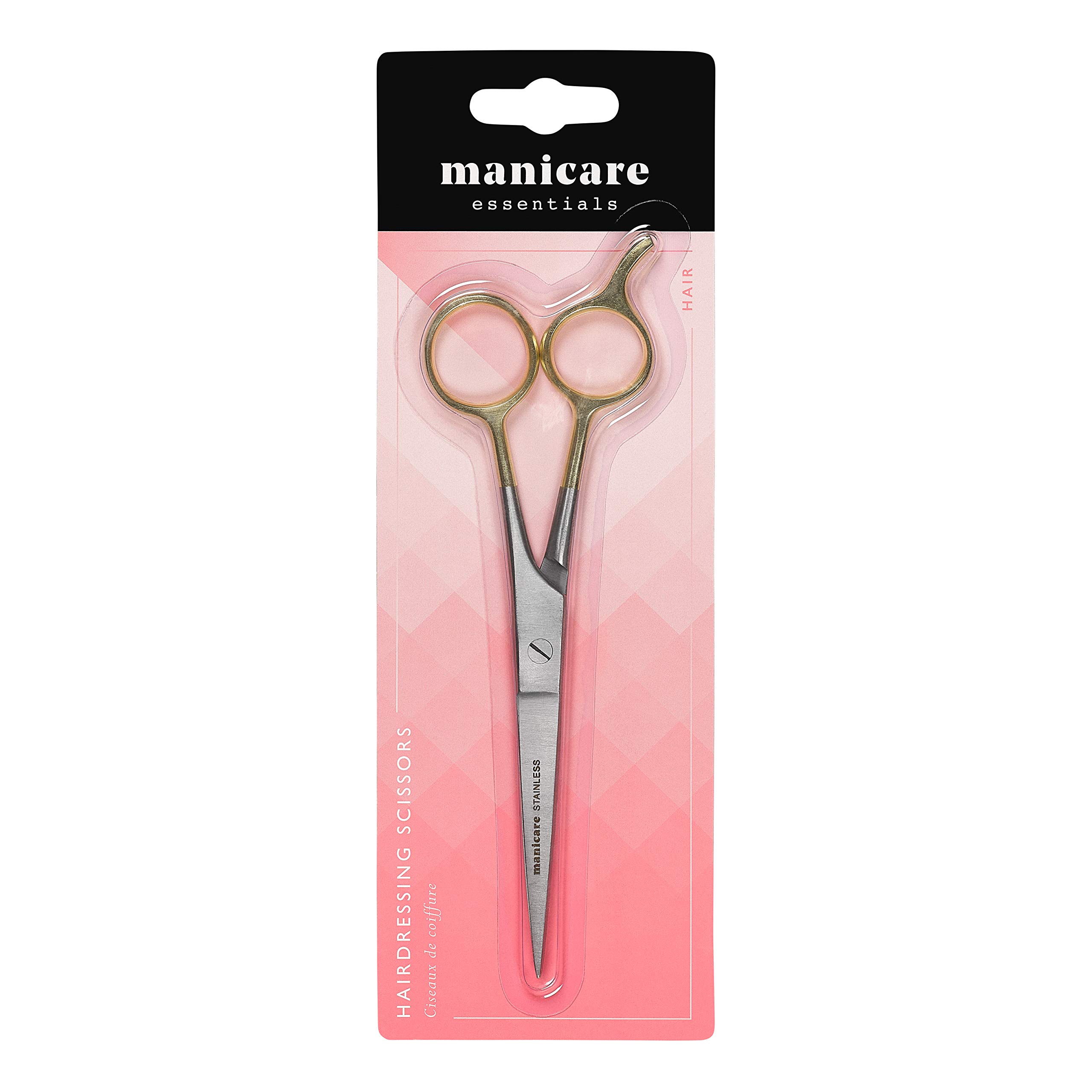 Manicare Hairdressing Scissors, Professional Japanese Stainless Steel, Barber Hair Scissor, Cutting Shears, For At Home Or Salon, Gold Plated Handles With Finger Rest, Use For Trimming Wet Or Dry Hair