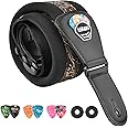 LEKATO Bass Guitar Strap for Electric Guitar & Bass 3" Wide Guitar Straps Padded Bass Guitar Strap Adjustable Length from 45" to 55" Bass Guitar Straps with Pick Holder 2 Safety Strap Locks & 6 Picks