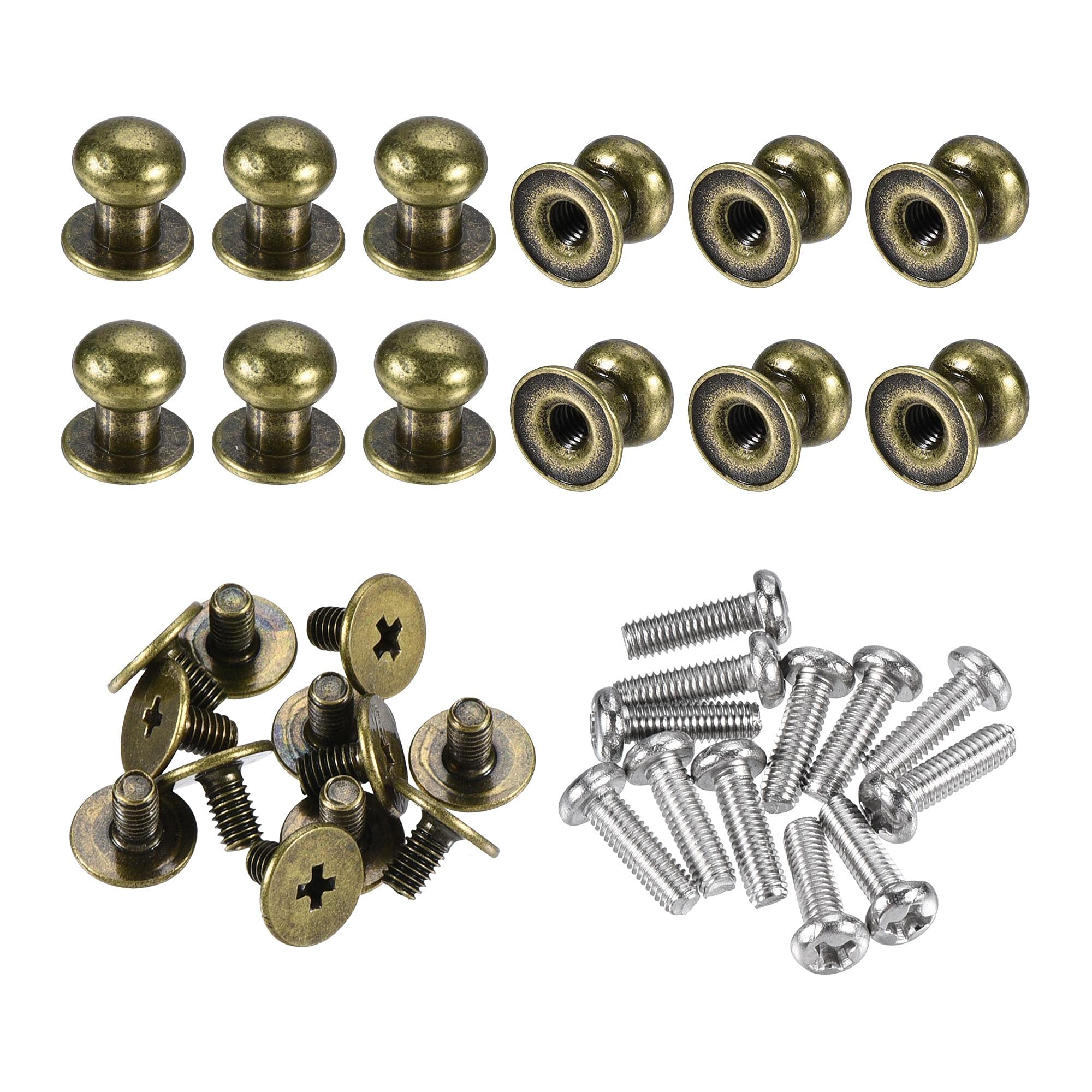 sourcing map 7mm Head Dia. Round Knobs Pull Handle, 12pcs Zinc Alloy for Drawer Pulls Gift Box Cabinet Door Knobs with Screws, Bronze Tone