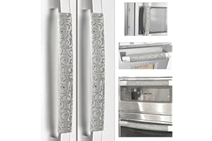 LULUDAMIER Refrigerator Handle Covers, Set of 6, Non-Slip Fridge Handle Covers, Washable Appliance Handle Covers, Keep Your Kitchen Clean, Microwave Oven Dishwasher Handle Protector(Light Gray, Silver pattern)