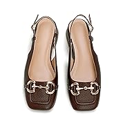 Slingback Mary Jane Heels for Women Low Block Heel Closed Square Toe Pump Shoes Heels Classic Daily Office Dressy Shoes