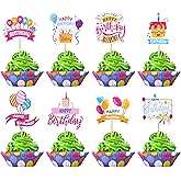 Rsstarxi 40 Pack Happy Birthday Cupcake Toppers Birthday Cupcake Picks Decorations for Baby Shower Boys Girls Birthday Party Cake Decorations Supplies