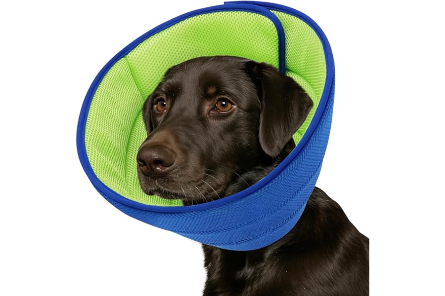 Soft Dog Cone Collar Alternative - Adjustable Comfy Cones for Large/Medium/Small Dogs to Stop Licking After Surgery, Comfortable Fabric Elizabethan Collars, Head Cone of Shame for Neuter Recovery (L+)