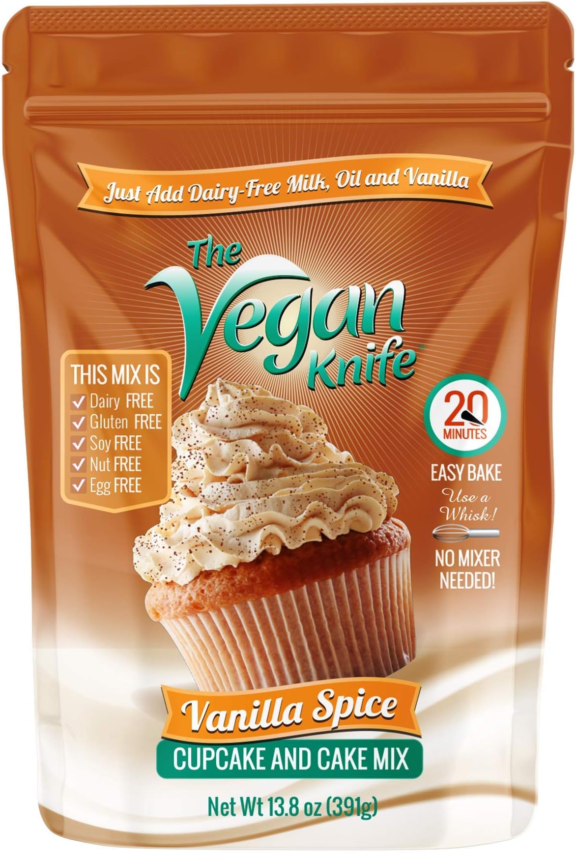 The Vegan Knife Gluten Free & Vegan Cupcake and Cake Mix Vanilla Spice Flavor