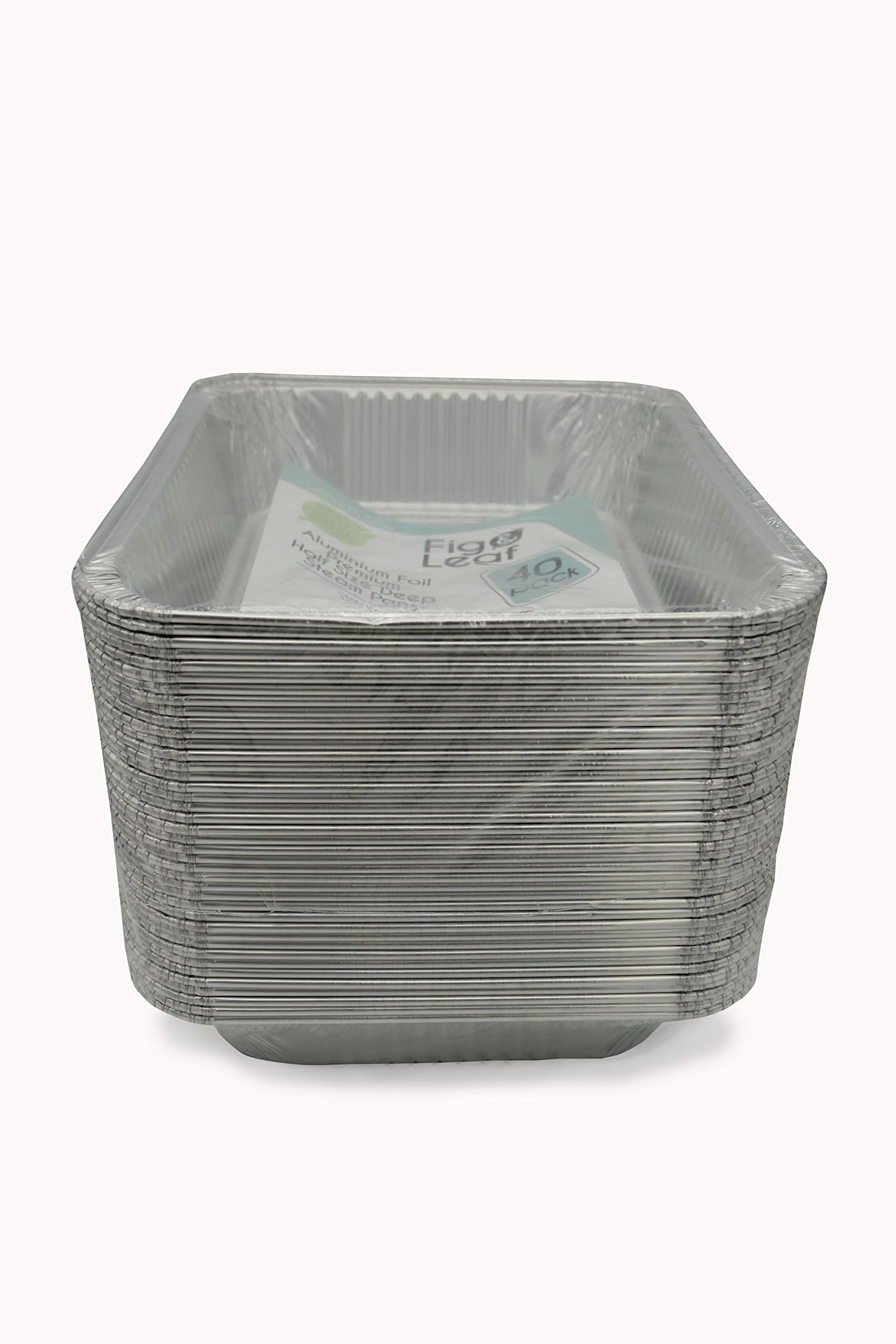 (40 Pack) Aluminum Disposable Half Size Deep Chafing Pans l Size 9" x 12" l Tin Foil Pan Durable Sturdy To-Go Oven Safe Perfect for Roasting Potluck Catering Party BBQ Broiling Baking Cakes Pies