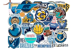 SCILINKS 25 PCS Memphis American Grizzlies Basketball Stickers for Water Bottle, Laptop, Bicycle, Computer, Motorcycle, Travel Case, Car Decal Decoration Sticker
