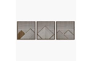 Mountain Wood Wall Art Set of 3, Geometric Mountain Wood Wall Art Living Room, Large Mountain Wood Wall Decor Over the Bed, U