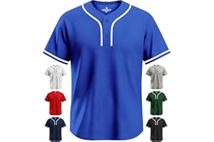 Exxact Sports Blank Baseball Jersey, Unisex Classic Two Button Softball Jersey for Men & Women, Comfortable for All-Day Wear