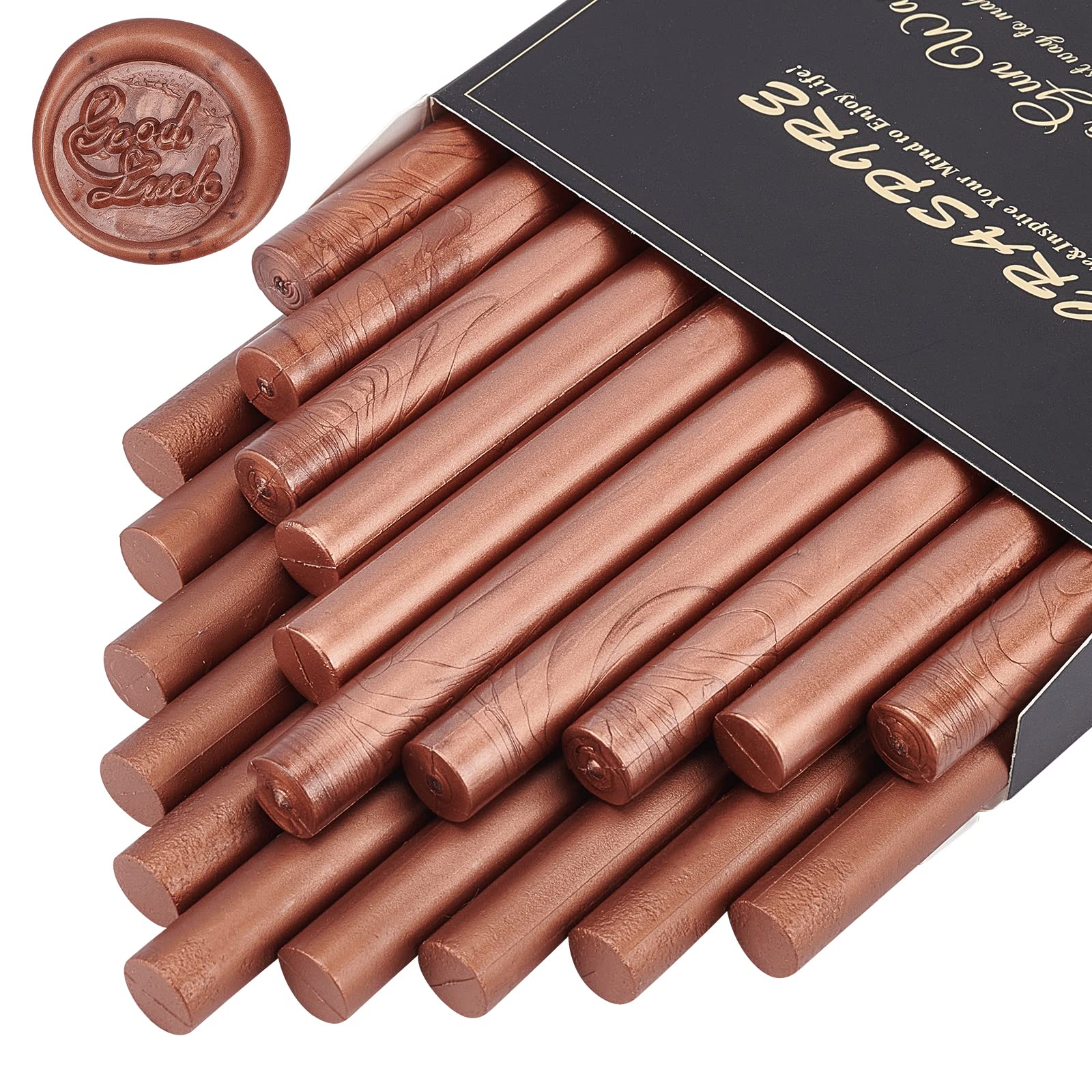 CRASPIRE 20 Pieces Glue Gun Sealing Wax Sticks 11mm for Vintage Wax Seal Stamp and Letter Invitation Cards Wine Bottle Gift Package Decoration (Red Copper)