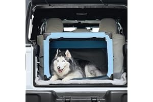 JOYTUTUS Collapsible Dog Crate, 32 Inch Portable Pet Crate for Car, Travel Dog Kennel Foldable Dog Crate for Large Dog 50lbs,