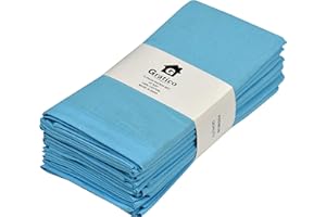 Gratico Cloth Napkins Set of 12 Cotton 20x20 in Dinner Napkins Cloth Washable Plain Premium Over Sized Sky Blue Cloth Napkins with Mitered Corners Ultra Soft Durable Hotel Quality