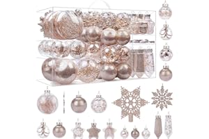 SHareconn 86pcs Clear Christmas Balls Ornaments Set, Shatterproof Plastic Transparent Decorative Hanging Baubles with Stuffed